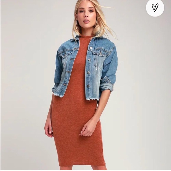 Lulu’s Conversation Starter Orange Mock Neck Dress - Picture 5 of 8